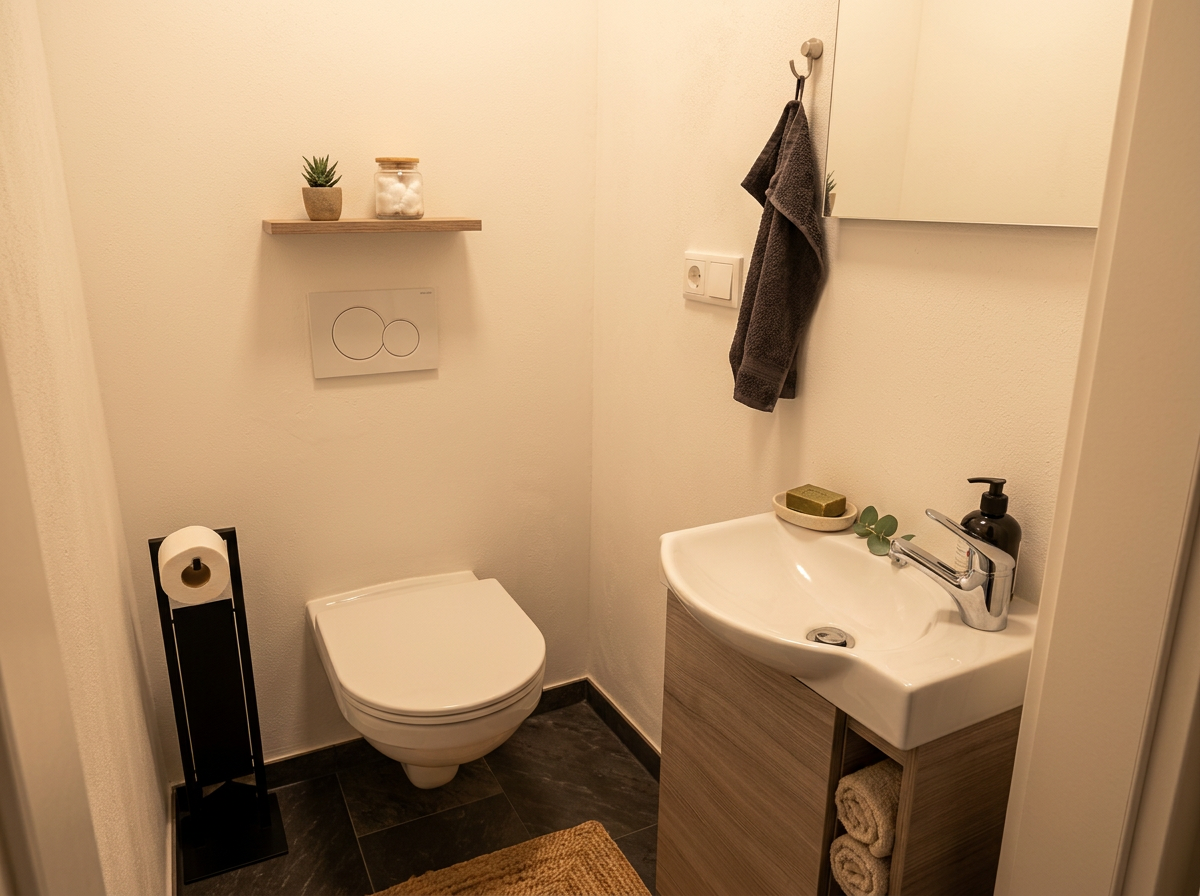 Modernes Badezimmer mit Waschbecken und WC